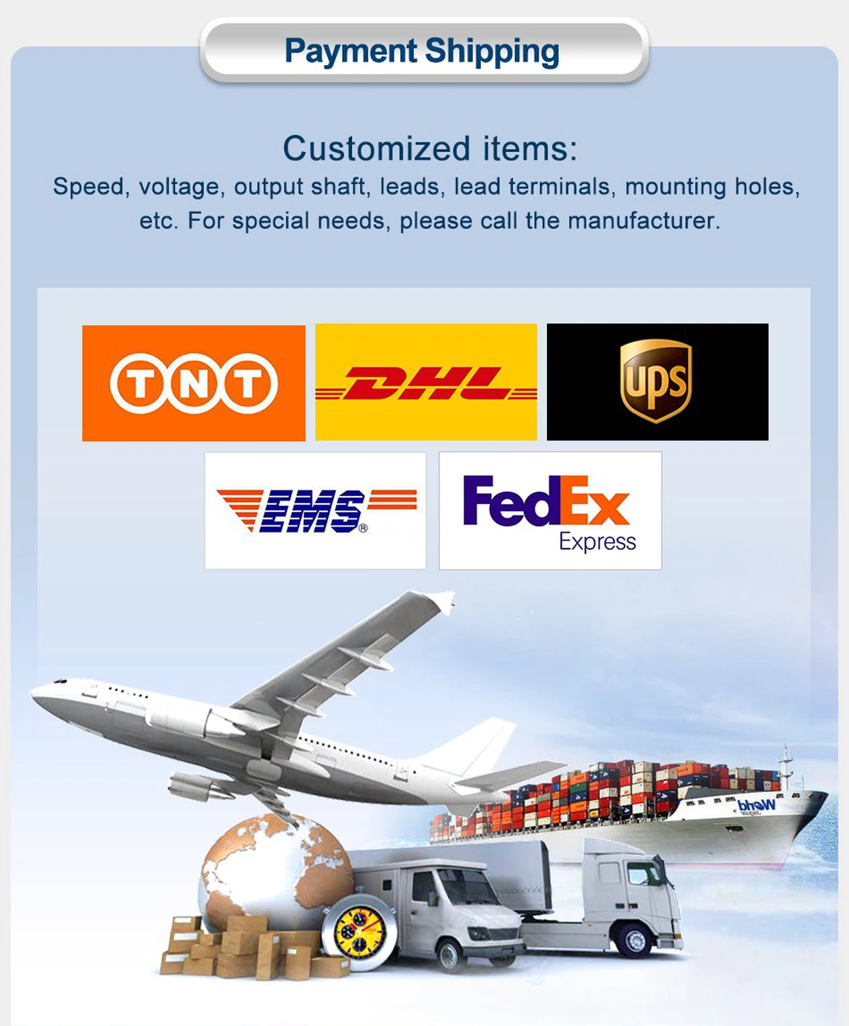 Payment and delivery methods we support Payment and delivery methods we support